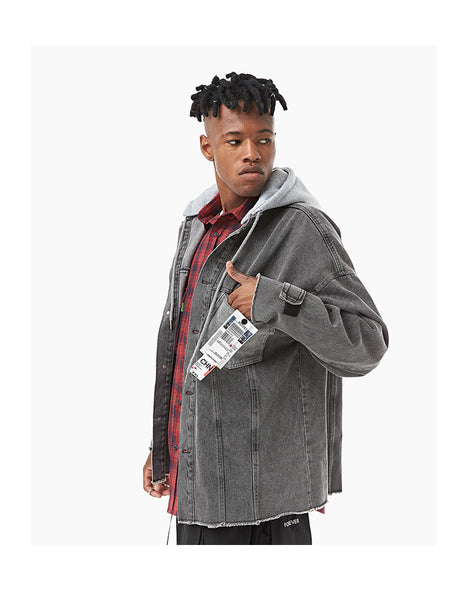 ZEPZU FERGO BEEDOO DETACHABLE HOODED DENIM JEAN JACKET - boopdo
