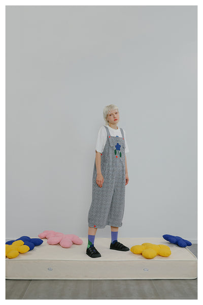 TYAKASHI MINIMAL DUNGAREE JUMPSUIT IN CHECK - boopdo