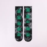 ZWILL UNIQUE SWAG LIFE STYLE TIE DYED MAPLE LEAF SOCKS - boopdo