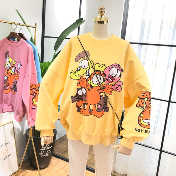 SIMDA GARFIELD OVERSIZED SWEATSHIRT - boopdo