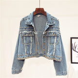 SHILO ROCKO RETRO OLD FASHION STYLE DENIM JEAN WOMEN JACKET WITH RIVET - boopdo