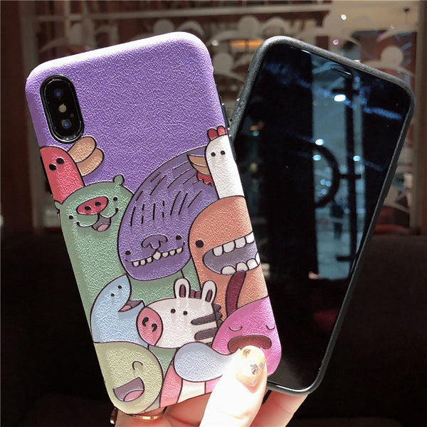 HAPPY EMBOSSED NAME IPHONE ANTI FALL PHONE CASES IN PURPLE - boopdo