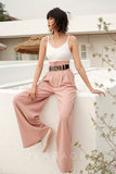 VERRAGE HIGH WAIST WIDE LEG TROUSERS IN PINK - boopdo