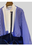 STELLA MARINA COLLEZIONE HIGH COLLAR STRIPED DRESS WITH BUCKLED BELT - boopdo