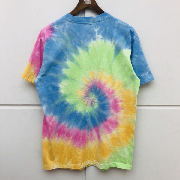 TRISTA DELAIDE TIE DYED RAINBOW SMILEY FACE BASIC UNISEX T SHIRTS - boopdo