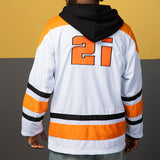NFWYS KOAK HOCKEY V NECK SWEATSHIRT IN ORANGE WHITE - boopdo