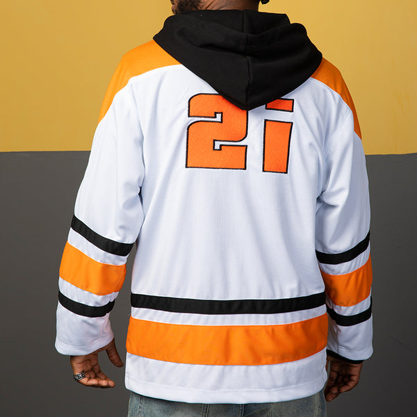NFWYS KOAK HOCKEY V NECK SWEATSHIRT IN ORANGE WHITE - boopdo