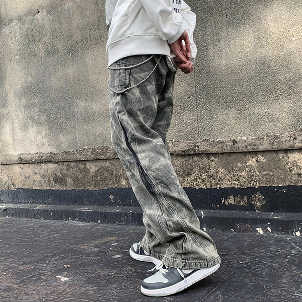 MR TOAD AILO URBAN STYLE DENIM JEAN SWEATPANTS IN GRAY - boopdo