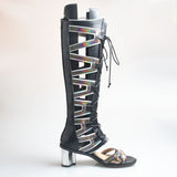 PROVA PERFETTO HUFFO WOFO OPEN TOE KNEE HIGH LEATHER SANDALS - boopdo
