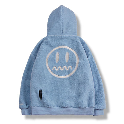 BEASTER TIFFO HYPE BEAST GHOST EMOJI GRIMACE EMBROIDERED WOOLEN HOODIE SWEATSHIRT - boopdo