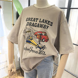 SIMDA GREAT LAKES DRAGAWAY PRINT LONGLINE T SHIRT - boopdo