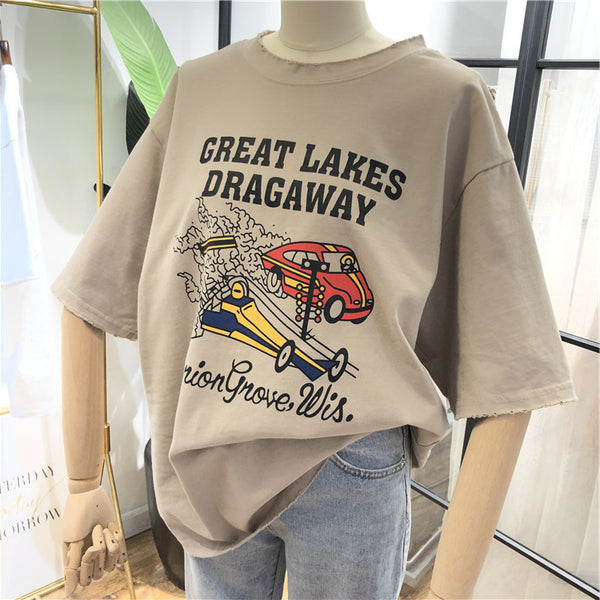 SIMDA GREAT LAKES DRAGAWAY PRINT LONGLINE T SHIRT - boopdo