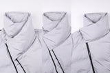 NFWYS HOLOGRAPHIC IRREGULAR STYLE HIGH NECK DUCK DOWN LONG JACKET - boopdo