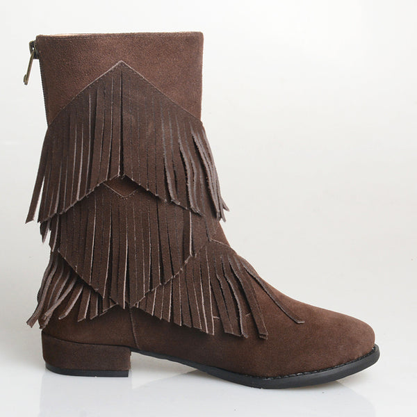 PROVA PERFETTO HANDMADE SIDE ZIPPER LOW HEELED BOOTS WITH TASSEL - boopdo