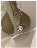 UZL DESIGN MULTIROW NECKLACE WITH OPEN LINK CHAIN AND SMILEY FACE PENDANT - boopdo