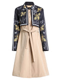 ALICE FLORAL CONTRAST BELTED TRENCH COAT - boopdo