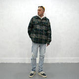 GONZA MANSTA URBAN STYLE PLAID QUILTED OUTDOOR THICK SHIRT - boopdo