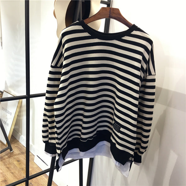 SIMDA DOUBLE LAYER SWEATSHIRT IN STRIPE - boopdo