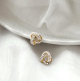 UZL DESIGN PEARL AND CRYSTAL DOUBLE HOOP EARRINGS IN GOLD PLATE - boopdo