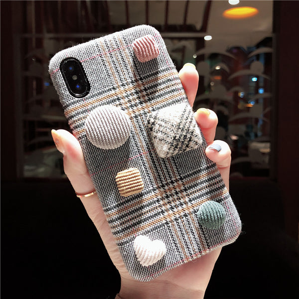 PLAID SUEDE APPLE MATTE FLANNEL IPHONE CASES - boopdo