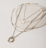 UZL DESIGN MULTIROW NECKLACE WITH STAR PENDANT IN GOLD PLATED - boopdo