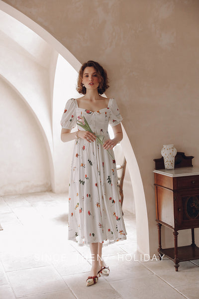 SINCE THEN SQUARE NECK MAXI TEA DRESS IN VINTAGE FLOWER - boopdo
