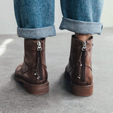 JERSY MARAKITO COOL PUNK FLAT LEATHER ANKLE BOOTS - boopdo