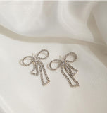 UZL DESIGN BOW DETAIL CRYSTAL EARRINGS IN GOLD PLATE - boopdo