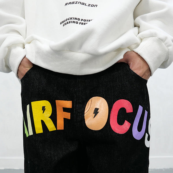 GUITY ALONA FAIR FOCUS GRAFFITI DENIM JEAN SWEATPANTS - boopdo