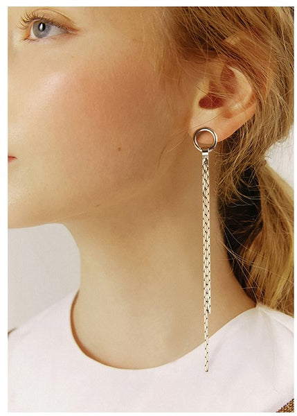 UZL DESIGN MINIMAL DROP BAR HOOP EARRINGS IN GOLD PLATE - boopdo