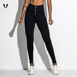 ELITE ABS HIGH WAIST LEGGINGS WITH FRONT ZIP UP DETAIL C18405 - boopdo