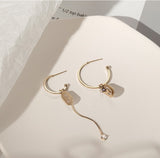 UZL DESIGN HOOP EARRINGS WITH BAR AND CRYSTAL DROP IN GOLD PLATE - boopdo