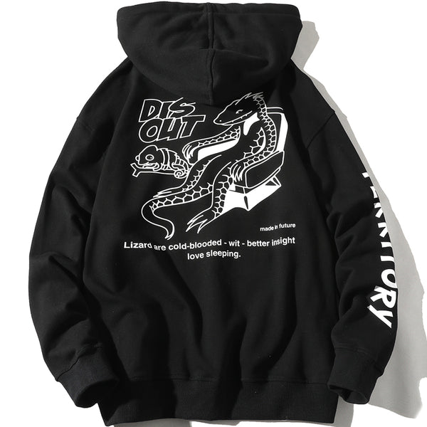 BRUGI DISQUT LAZY LIZARD PRINT PULLOVER HOODIE - boopdo