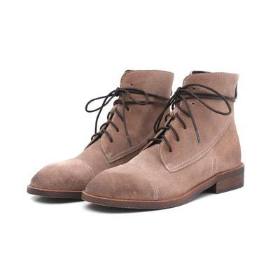 WAZALO BRITISH MARTINA FROSTED LEATHER ANKLE BOOTS - boopdo
