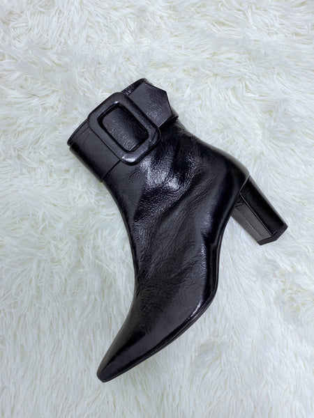 LUXE SEVEN DESIGN BUCKLE HEELED ANKLE BOOTS - boopdo