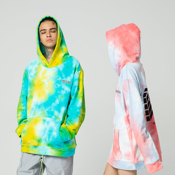 NFWYS BOOPDO DESIGN TIE DYED REFLECTIVE HOODED SWEATSHIRT - boopdo