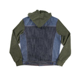 TEXANS MONORZA ADOO WASHED DENIM HOODIE JACKET IN NAVY GREEN - boopdo