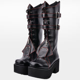 JENNA TIFFANY GOTHIC COSBY PUNK STYLE HANDMADE CHUNKY PLATFORM BOOTS - boopdo