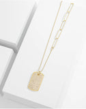 UZL DESIGN CRYSTAL TAG PENDANT NECKLACE IN GOLD PLATE - boopdo