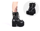 KEZPO COSBY GOTHIC STYLE PLATFORM BOOTS WITH RIVET SKULL - boopdo