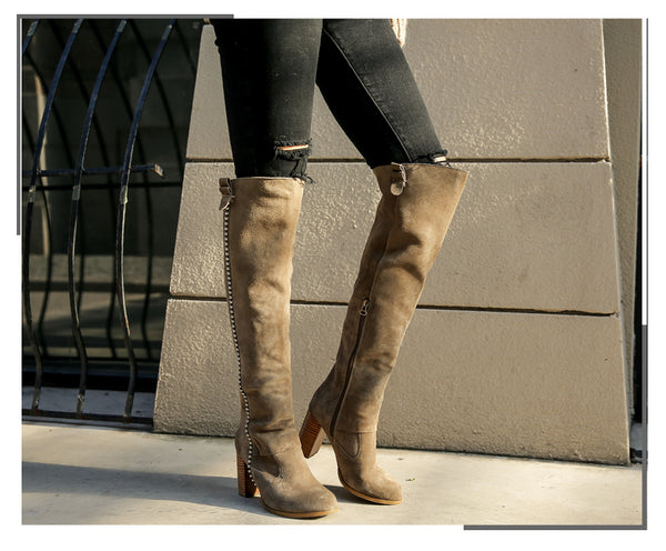 PROVA PERFETTO LISA GOTHO DESIGN THICK SOLED OVER THE KNEE LEATHER BOOTS - boopdo