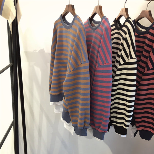 SIMDA DOUBLE LAYER SWEATSHIRT IN STRIPE - boopdo