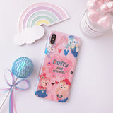 STELLOY FRIENDS CARTOON BEAR AND RABBIT APPLE IPHONE CASES WITH RHINESTONE - boopdo
