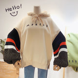 BOOPDO DESIGN MPRESS HOODIE WITH CONTRAST KNITTED SLEEVES - boopdo