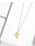 UZL DESIGN SQUARE TEXTURED COIN PENDANT NECKLACE IN GOLD PLATE - boopdo