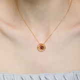 LITTLE JOYS 18K GOLD OPEN CIRCLE AND RED STONE PENDANTS NECKLACE - boopdo