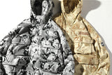 ADAM FREAK VELCRO GRAFFITI DESIGN MULTI POCKET CAMO PRINT HOODED JACKET - boopdo