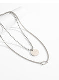 UZL DESIGN MULTIROW NECKLACE WITH COIN AND HARDWARE LINK IN GOLD PLATE - boopdo