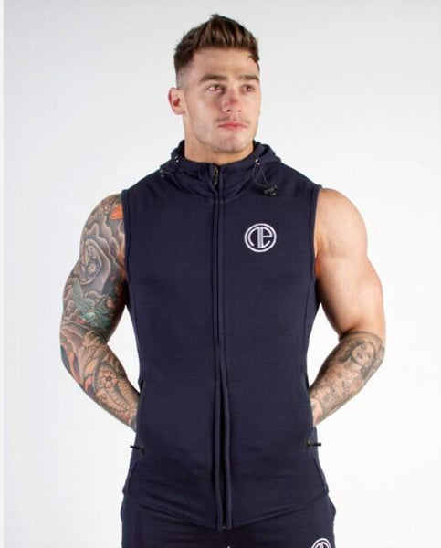 MIRA MUSCLE COTTON FITNESS TRAINING HOODIE VEST - boopdo