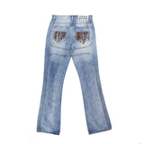 DENIMO KERRY CROPPED WASHED DENIM JEAN PANTS IN BLUE - boopdo